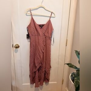 Women’s Dusty Rose Slip Dress with Ruffle Hem